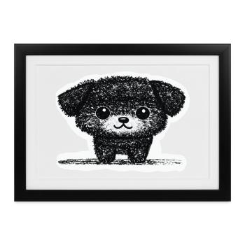 Winziges Hündchen (Grau) - Gerahmtes Poster (37 × 27 cm) - Schwarz - Vorne