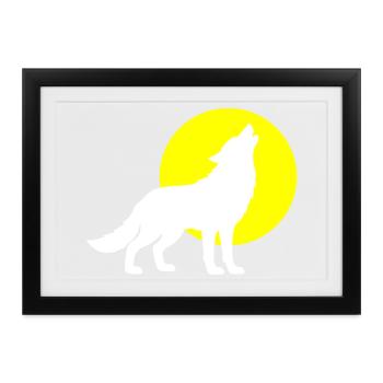 Wolf Silhouette - Gerahmtes Poster (37 × 27 cm) - Schwarz - Vorne