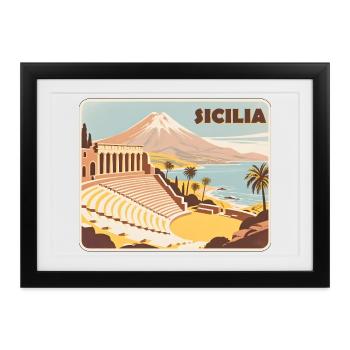Sizilien - Gerahmtes Poster (37 × 27 cm) - Schwarz - Vorne