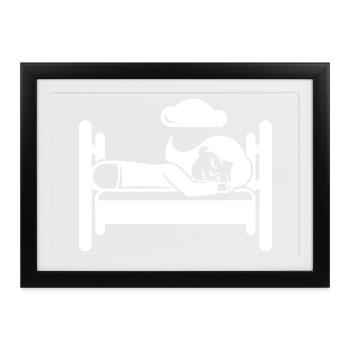 Schlafen Müde - Gerahmtes Poster (37 × 27 cm) - Schwarz - Vorne