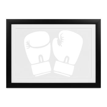 Boxhandschuhe weiß Symbol Kampfsport Geschenk - Gerahmtes Poster (37 × 27 cm) - Schwarz - Vorne