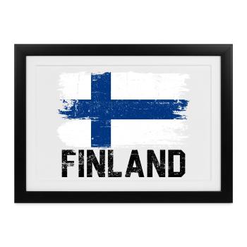 Nordischer Flaggenpinselstrich - Gerahmtes Poster (37 × 27 cm) - Schwarz - Vorne