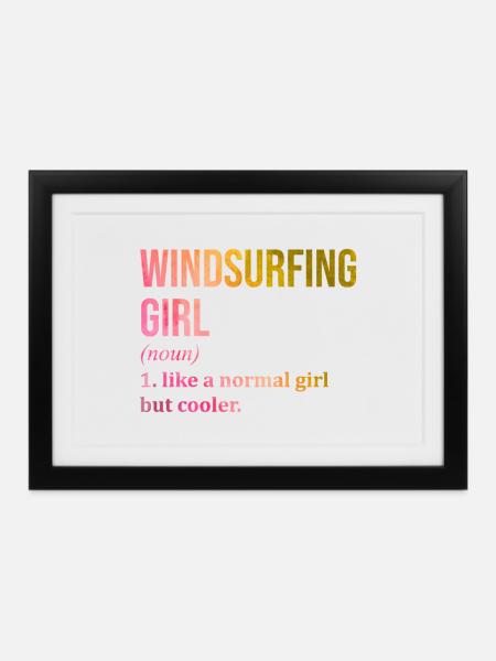 Windsurfen Windsurfen Windsurfen - Gerahmtes Poster (37 × 27 cm) - Schwarz