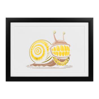 Schnecken-Bling-Bling-HipHop - Gerahmtes Poster (37 × 27 cm) - Schwarz - Vorne