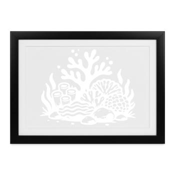 Korallenriff Ozean Korallen Symbol - Gerahmtes Poster (37 × 27 cm) - Schwarz - Vorne