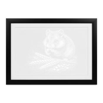Hamster im Blattwerk - Gerahmtes Poster (37 × 27 cm) - Schwarz - Vorne