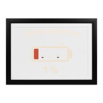 Soziale Batterie 1 % - Gerahmtes Poster (37 × 27 cm) - Schwarz - Vorne
