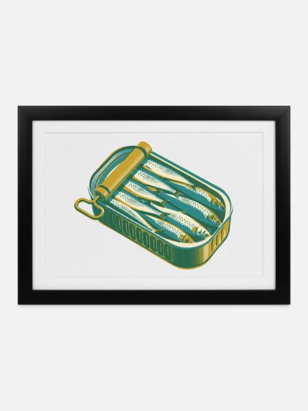 Sardine Tin Retro-Kunstwerke - Gerahmtes Poster (37 × 27 cm) - Schwarz