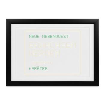 Neue Nebenquest Erwachsen werden - Pixel Retro - Gerahmtes Poster (37 × 27 cm) - Schwarz - Vorne