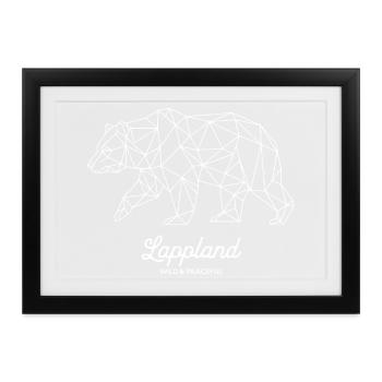 Lappland Bär - Wild & Peaceful Polygon Design - Gerahmtes Poster (37 × 27 cm) - Schwarz - Vorne