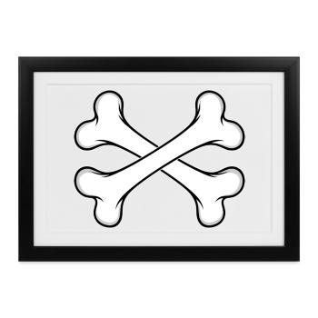 Hundeknochen gekreuzt - Gerahmtes Poster (37 × 27 cm) - Schwarz - Vorne