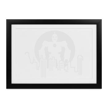 Robot Skyline – Sci-Fi Android Silhouette Shirt - Gerahmtes Poster (37 × 27 cm) - Schwarz - Vorne