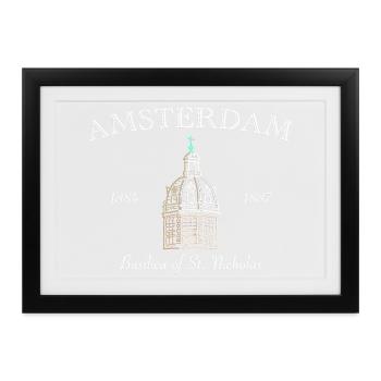 Amsterdam, Basilika St Nikolaus, Niederlande - Gerahmtes Poster (37 × 27 cm) - Schwarz - Vorne