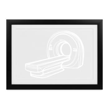 Radiologie-MRT-Scanner One Line Art Manip Radio - Gerahmtes Poster (37 × 27 cm) - Schwarz - Vorne