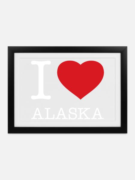 I LOVE ALASKA - Gerahmtes Poster (37 × 27 cm) - Schwarz