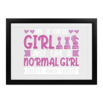 Schach Schachspieler Schachbrett - Gerahmtes Poster (37 × 27 cm) - Schwarz - Vorne