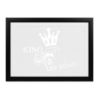 king offroad crown auto autos 4x4 krone Logo icon - Gerahmtes Poster (37 × 27 cm) - Schwarz - Vorne