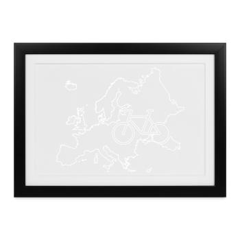 Entwurf der europäischen Fahrradroute - Gerahmtes Poster (37 × 27 cm) - Schwarz - Vorne
