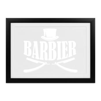 barber barbier shirt - Gerahmtes Poster (37 × 27 cm) - Schwarz - Vorne