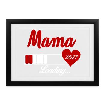 Mama Loading 2027 Herz - Gerahmtes Poster (37 × 27 cm) - Schwarz - Vorne