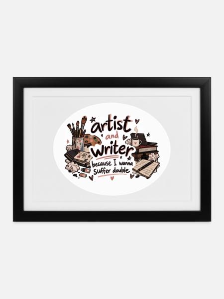 Künstler- und Autorenduo - Gerahmtes Poster (37 × 27 cm) - Schwarz