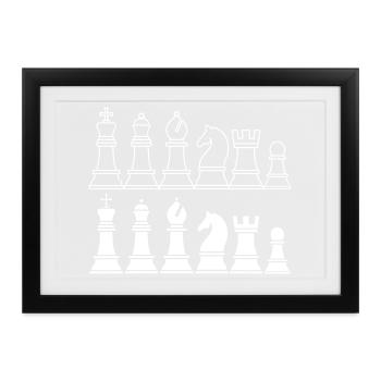 Schach Königliches Spiel - Gerahmtes Poster (37 × 27 cm) - Schwarz - Vorne