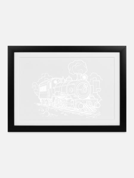 Dampflokomotive - Gerahmtes Poster (37 × 27 cm) - Schwarz