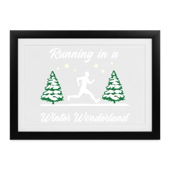 Laufen im Winterwunderland (Männer) - Gerahmtes Poster (37 × 27 cm) - Schwarz - Vorne