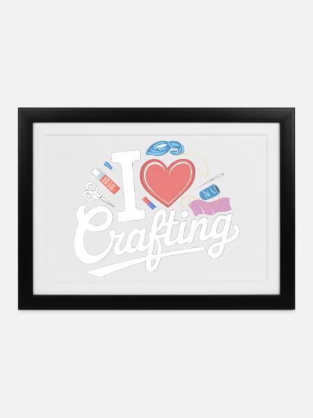 Ich liebe Basteln - Gerahmtes Poster (37 × 27 cm) - Schwarz