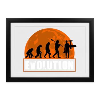 Lustiger RC_Plane Human Evolution RC Flight Besitzer - Gerahmtes Poster (37 × 27 cm) - Schwarz - Vorne