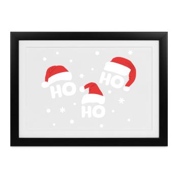 HO HO HO mit Weihnachtsmützen Weihnachtsmann - Gerahmtes Poster (37 × 27 cm) - Schwarz - Vorne