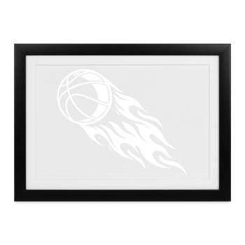 Basketball Feuer - Gerahmtes Poster (37 × 27 cm) - Schwarz - Vorne