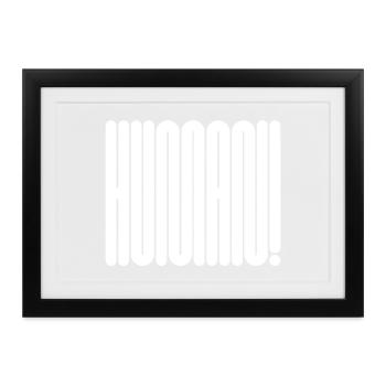 MENSCH! Fette geometrische Typografie-Aussage - Gerahmtes Poster (37 × 27 cm) - Schwarz - Vorne