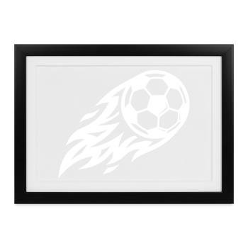 Fussball Feuer Ball - Gerahmtes Poster (37 × 27 cm) - Schwarz - Vorne