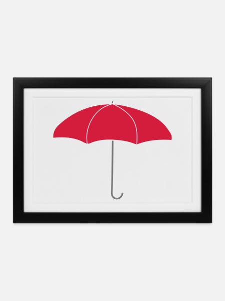 Logo Roter Regenschirm - Gerahmtes Poster (37 × 27 cm) - Schwarz