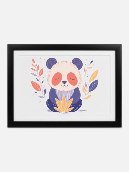 Yogi Panda - Gerahmtes Poster (37 × 27 cm) - Schwarz