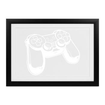 Game Controller Skizze - Gerahmtes Poster (37 × 27 cm) - Schwarz - Vorne