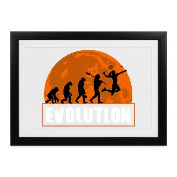Badminton Evolution Player Smash Schläger Sportkunst - Gerahmtes Poster (37 × 27 cm) - Schwarz - Vorne