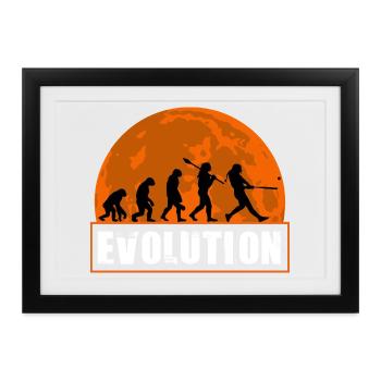 Baseball-Softball-Evolution Lustige Spieler-Geschenkkunst - Gerahmtes Poster (37 × 27 cm) - Schwarz - Vorne