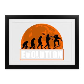 Entwicklung der Skateboard-Skater-Silhouetten-Kunst - Gerahmtes Poster (37 × 27 cm) - Schwarz - Vorne
