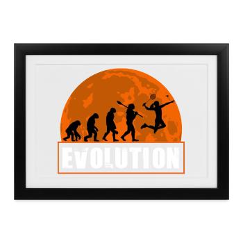 Badminton Evolution Spieler Retro Moon Sport - Gerahmtes Poster (37 × 27 cm) - Schwarz - Vorne