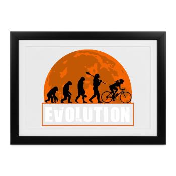 Evolution des Mannes, Radfahren, Radfahrer, Mädchenradfahrer, Fahrt - Gerahmtes Poster (37 × 27 cm) - Schwarz - Vorne