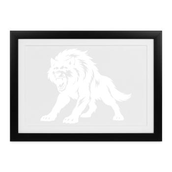 Wolf Silhouette - Gerahmtes Poster (37 × 27 cm) - Schwarz - Vorne