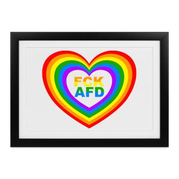FCK AFD Herz - Gerahmtes Poster (37 × 27 cm) - Schwarz - Vorne