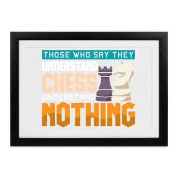 Schach Schachspieler Schachbrett - Gerahmtes Poster (37 × 27 cm) - Schwarz - Vorne