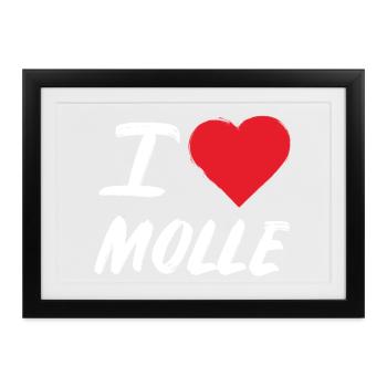 I love Molle – Berlin Bier Spruch Berliner Schnauz - Gerahmtes Poster (37 × 27 cm) - Schwarz - Vorne