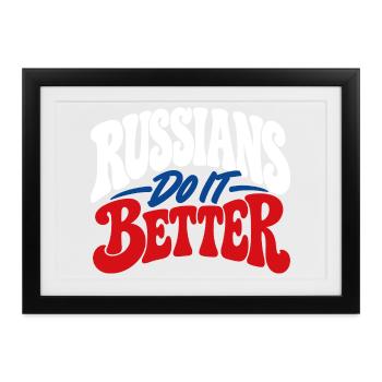 Russischer Stolz im Retro Design - Gerahmtes Poster (37 × 27 cm) - Schwarz - Vorne