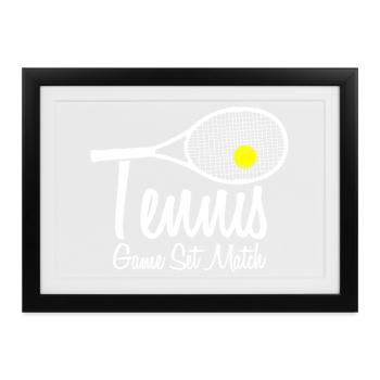 Tennis Match Tennisspieler Geschenk Hobby - Gerahmtes Poster (37 × 27 cm) - Schwarz - Vorne