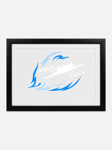 Rudersport - Doppel 4er - Gerahmtes Poster (37 × 27 cm) - Schwarz