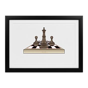 Schach Schachbrett - Gerahmtes Poster (37 × 27 cm) - Schwarz - Vorne